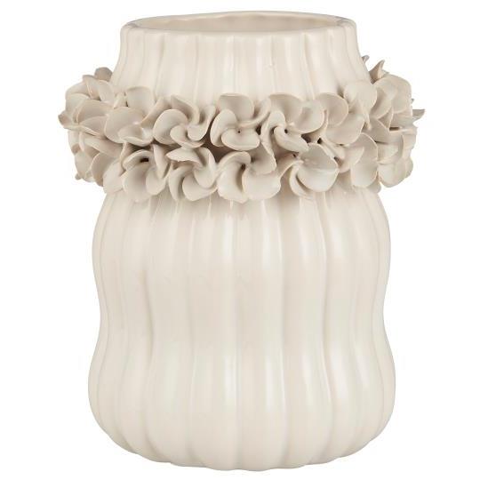 Vase glaseret Hortensia hvid