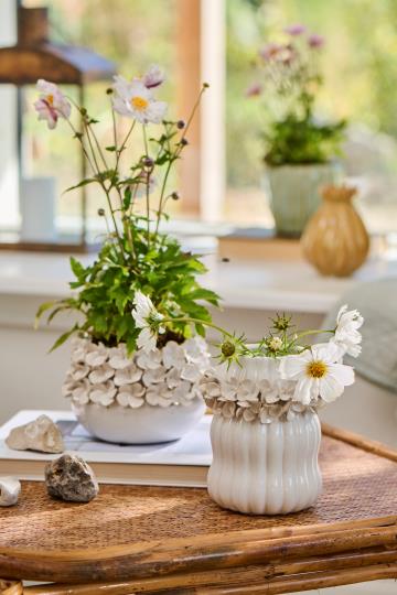 Vase glaseret Hortensia hvid