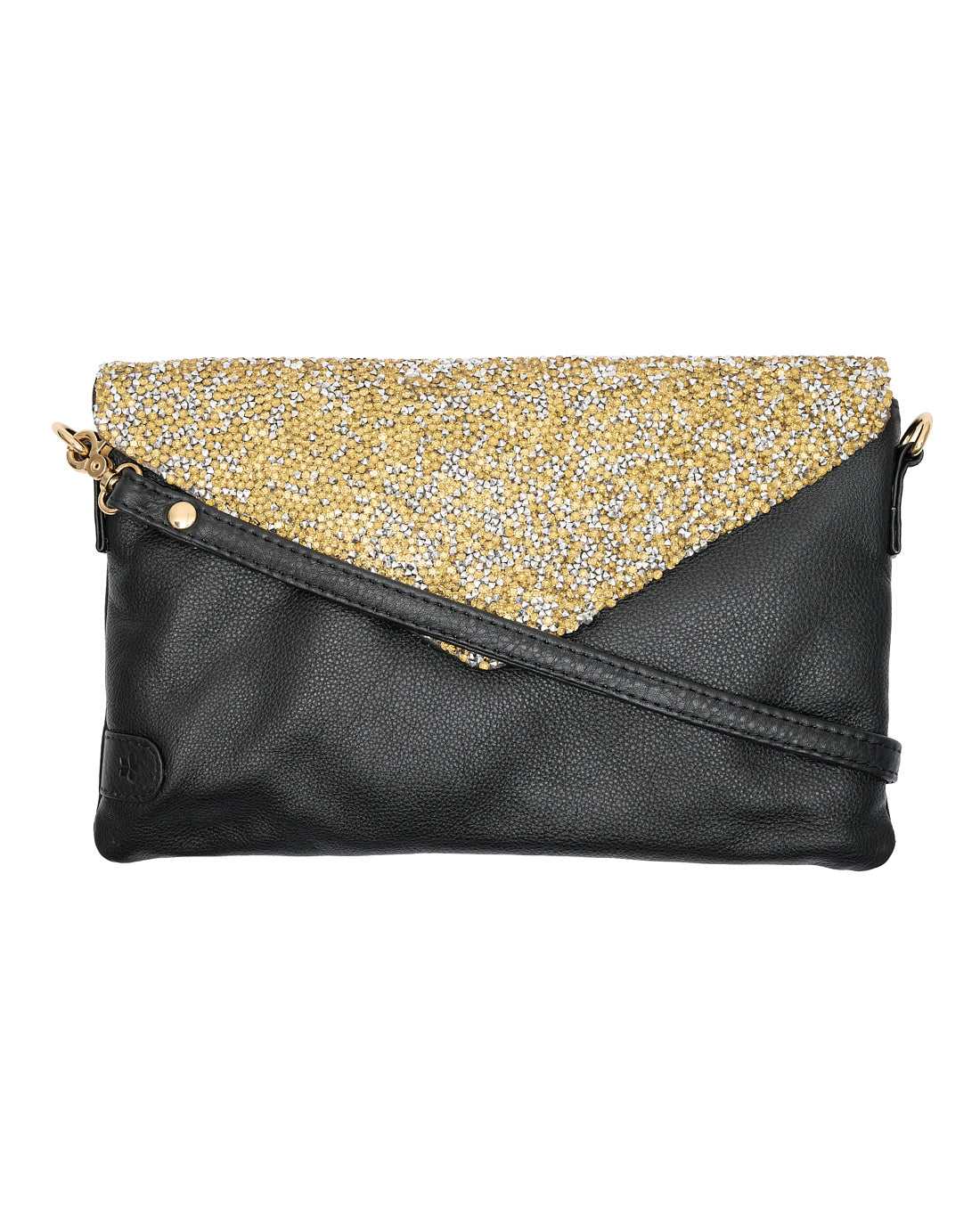 Jenna Multi flap bag - Black-coffee-gold/black