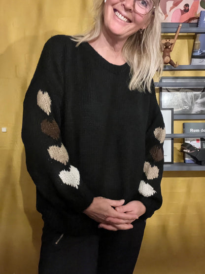 Striktrøje med hjerter