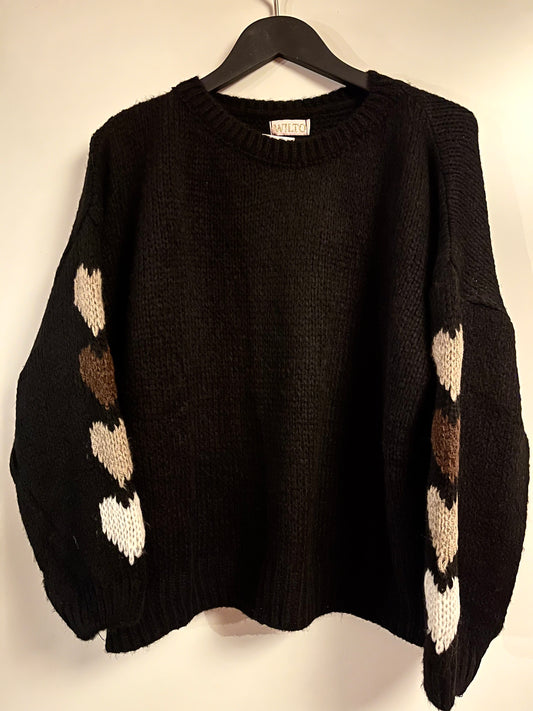 Striktrøje med hjerter